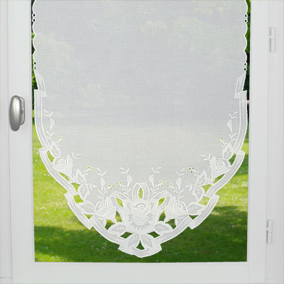 White Etamine pointed lace window curtain