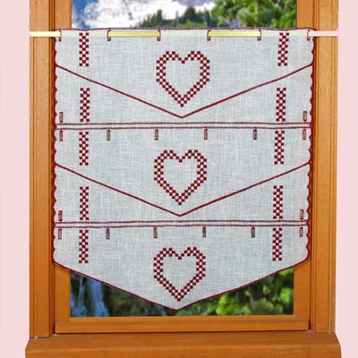 Heart embroidered curtain