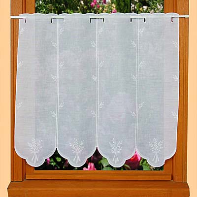 White embroidered cafe curtain