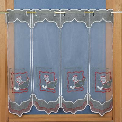 Hen embroidered cafe curtain