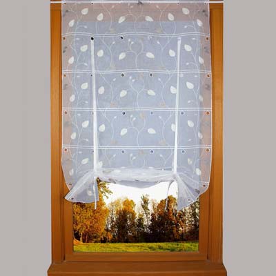 Leaves embroidered curtain