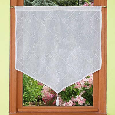 Custom size pointed lace tier curtain