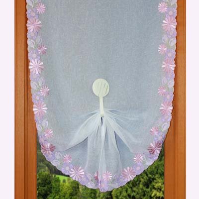 Pink mauve embroidered curtain