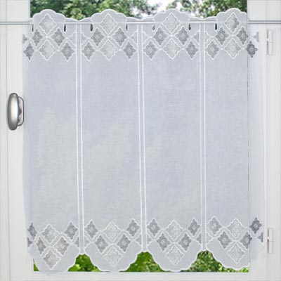 Grey diamond pattern window curtain