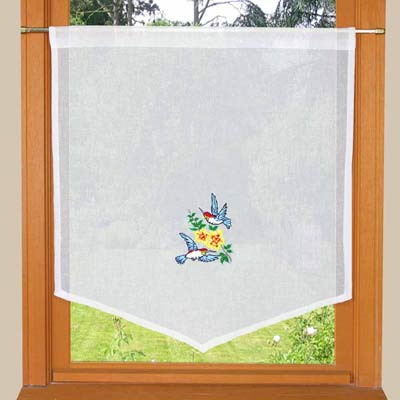 Birds embroidered curtain