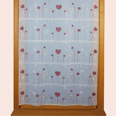 small hearts embroidered curtain