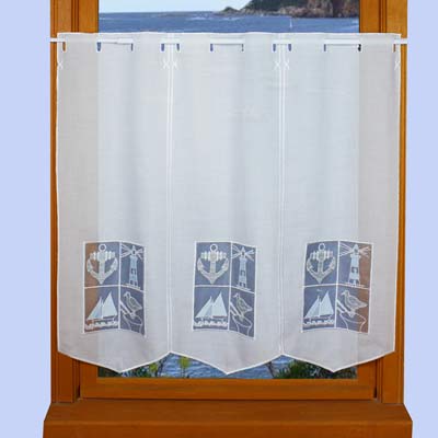 Seaside themed embroidered curtain