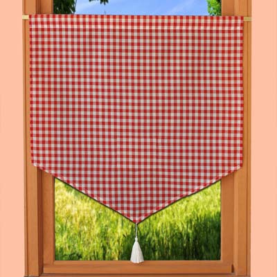 French red gingham curtain