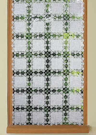 square pattern macrame curtain