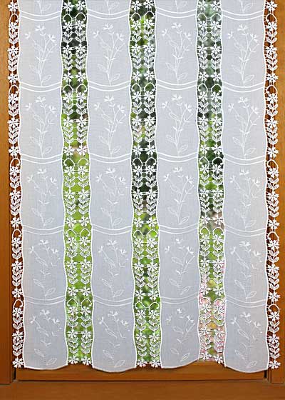 Flowers macrame and fabric lace curtain
