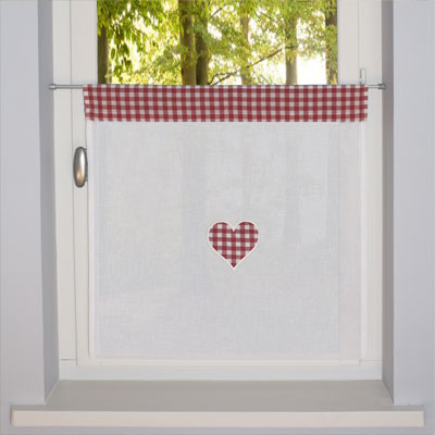 Heart Red gigham kitchen curtain