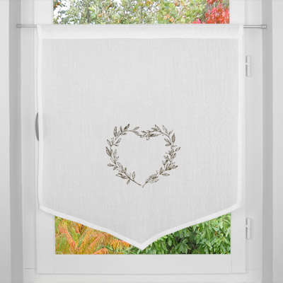 Heart embroidered window curtain