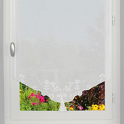 Pointed embroidered window curtain
