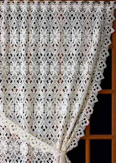 Custom made macrame lace curtain with cotton