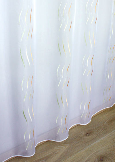 Embroidered saumon green sheer curtain