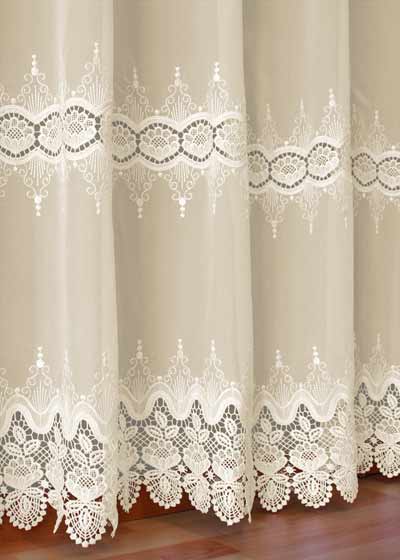 Ecru macrame lace sheer curtain