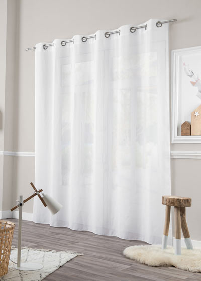 White plain linen custom made curtain