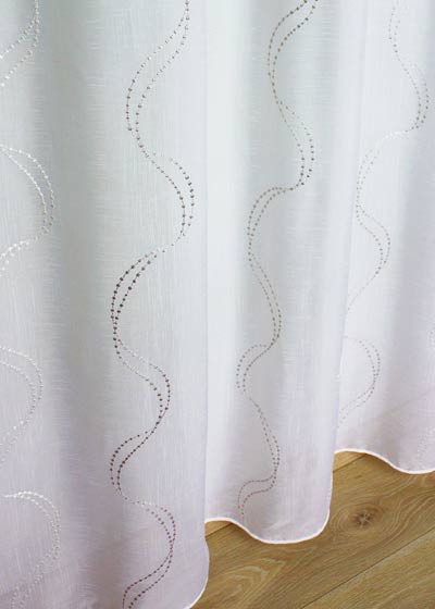 Grey embroidered curtain