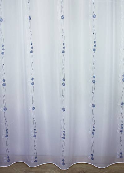 Blue embroidery seaside sheer curtain