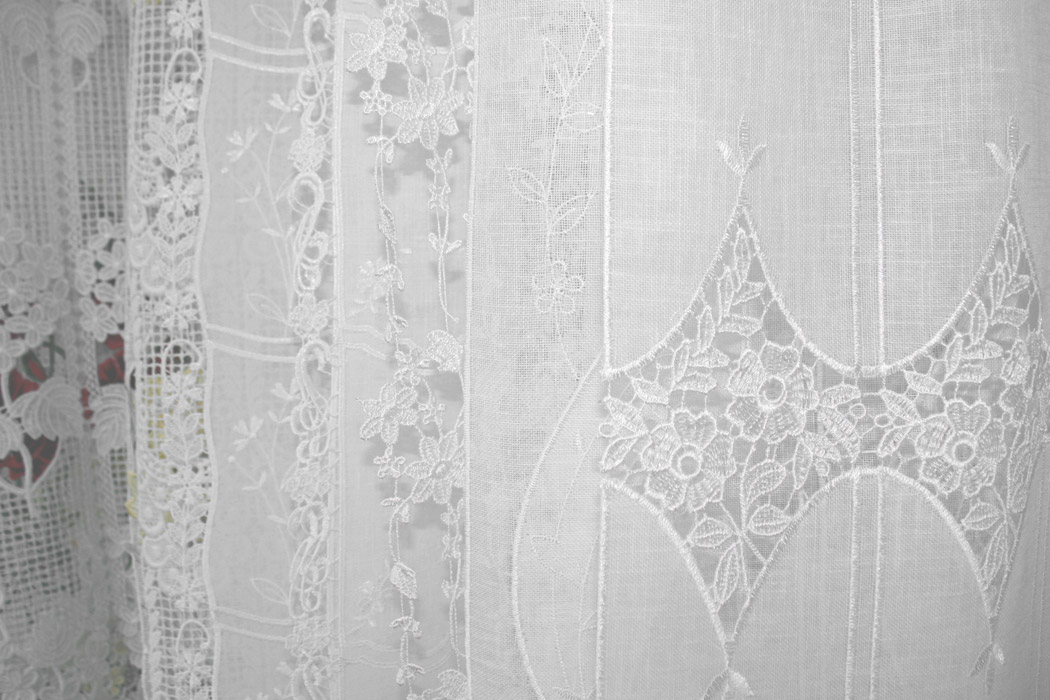 Macrame and lace cafe curtain