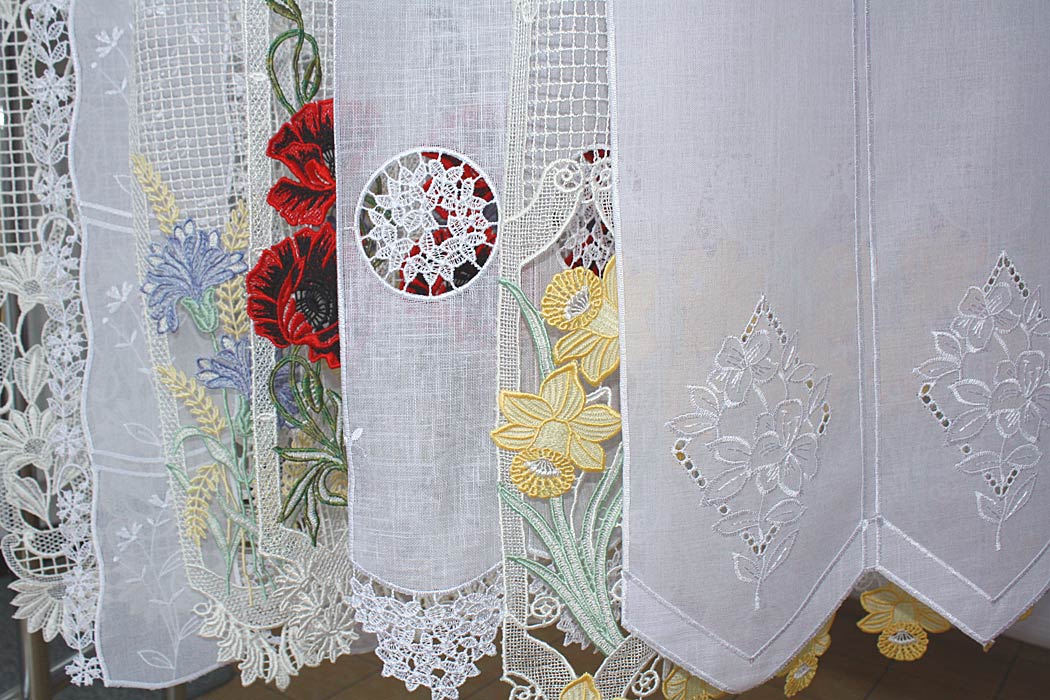 Themed embroidered cafe curtain